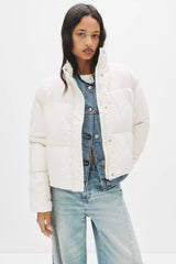White short padded jacket with high collar