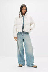 White short padded jacket with high collar