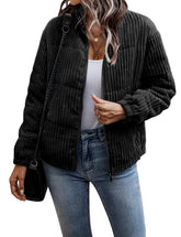 Ribbed padded jacket with stand-up collar