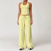 Halterneck top and wide leg pants set