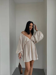Off-the-shoulder bohemian mini dress