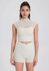 Short sleeve mesh crop top