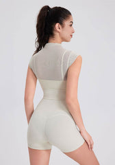 Short sleeve mesh crop top