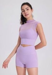 Short sleeve mesh crop top