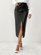 Black slit pencil skirt