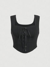 Lace-up top with fitted cut