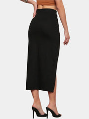 Black slit midi skirt