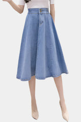 Blue flared midi skirt