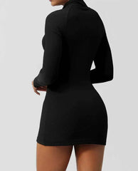 Sporty ribbed dress with zipper