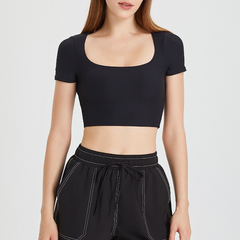 Ribbed square neck crop top