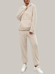 Hooded teddytoppar med byxor set