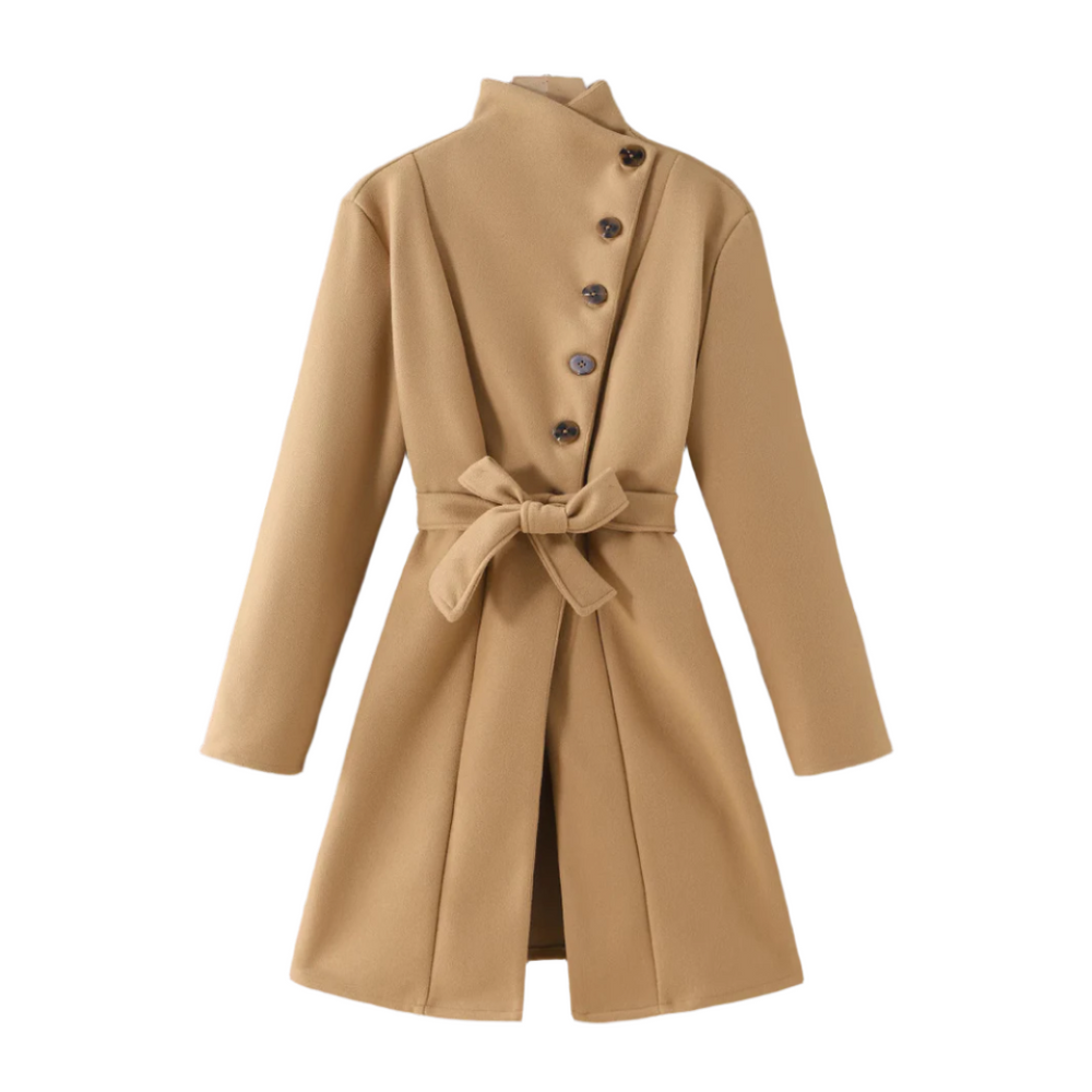 Beije jacka med knytband och uppknäppning