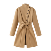 Beije jacka med knytband och uppknäppning