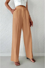 Beige wide leg pants