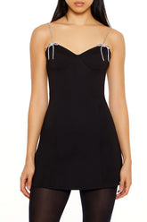 Black mini dress with glittery straps