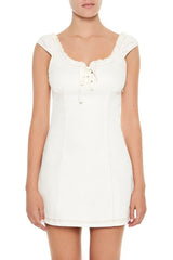 White ruffled lace mini dress