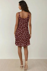 Burgundy floral summer dress