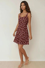 Burgundy floral summer dress