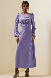 Light purple satin long sleeve dress