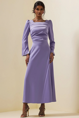 Light purple satin long sleeve dress