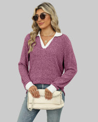 Ribbed V-neck sweater