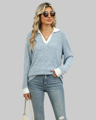 Ribbed V-neck sweater