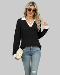 Ribbed V-neck sweater