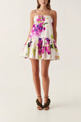 Floral print mini dress with thin straps
