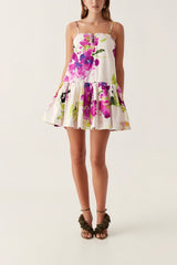Floral print mini dress with thin straps