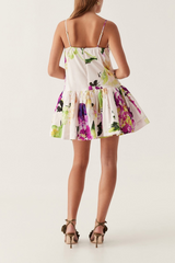 Floral print mini dress with thin straps