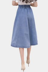 Blue flared midi skirt