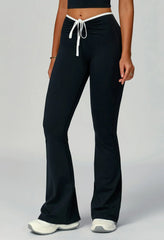 Sporty flared pants with bow detail