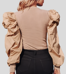 Fodrad bomullstopp med puffärm