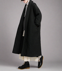 Knälång bomullsjacka med clipsad knapp