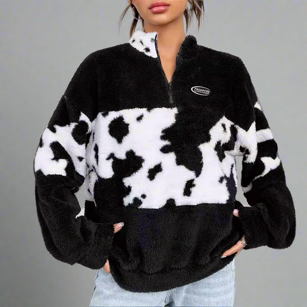 Svart fleece sweatshirt med lös passform