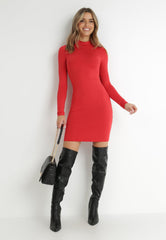 Red long sleeve bodycon dress