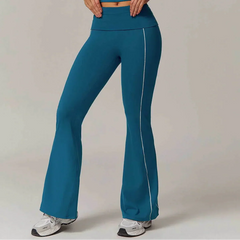Flared sports pants with contrast stitching