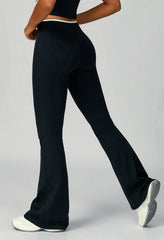 Sporty flared pants with bow detail