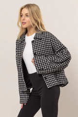 Tweed plaid button up jacket
