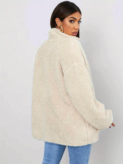 Beige varm mjuk fleecejacka