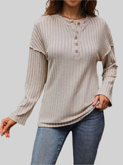 Tanfärgad randig långärmad T-shirt