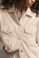 Beige oversized shirt jacket