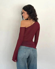 Asymmetrical sheer one-shoulder top