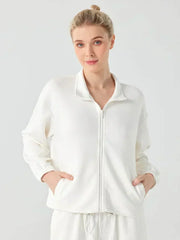 Jacket with zipper and stand-up collar