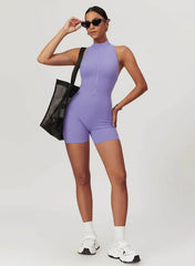 High-Neck Zip Playsuit with Short Legs