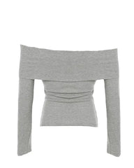 Light Gray off-shoulder top with folded edge