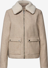 Beige short jacket with soft collar