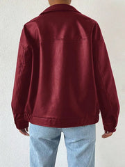 Zip jacket with shirt collar and straight hem