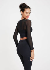 Long sleeve mesh crop top