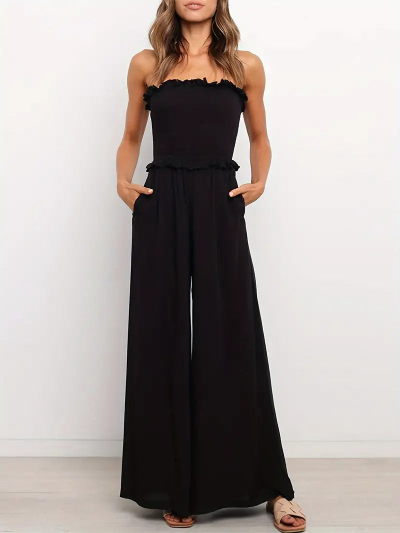 Svart jumpsuit utan axlar